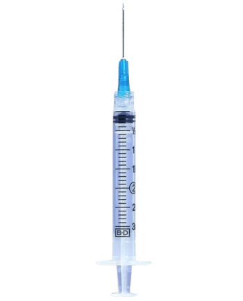 Pack of 10 syringes, 25 gauge with 3ml capacity for reliable injection use.