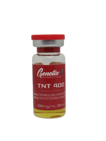 TNT 400 vial by Genetix Pharma featuring a blend of Trenbolone Enanthate and Testosterone Enanthate